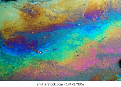 Rainbow Oil Slick Water Background