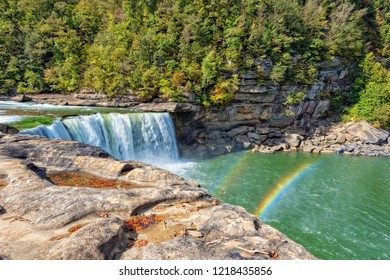 Rainbow on Cumberland Falls in Cumberland Falls State Park in Kentucky