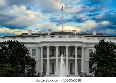 Rainbow On White House Washington Dc Usa