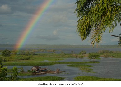 Rainbow Over Amazon River Near Iquitos, Peru.