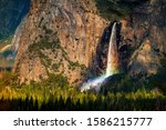 Rainbow over Bridalveil Falls in Yosemite National Park