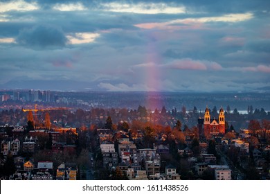 Rainbow Over Capitol Hill Neighborhood Of Seattle, WA