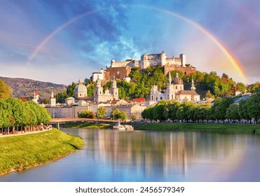 A rainbow over a castle on a hill
 - Powered by Shutterstock