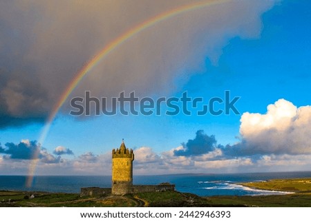 Rainbow over Doonagore Tower, County Clare Ireland