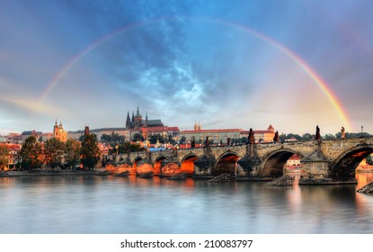 Rainbow Over Prague Castle, Czech Republic