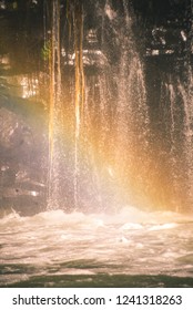 rainbow over a waterfall