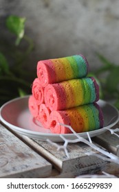 Rainbow Roll Cake Delecious Dessert 