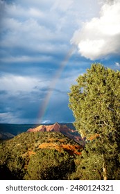 Rainbow shining down on red rock