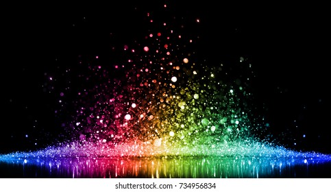 Rainbow of sparkling glittering lights abstract background - Shutterstock ID 734956834