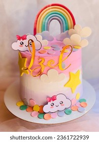 Rainbow theme  Birthday Cake for girls