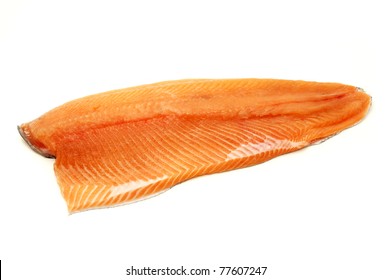 Rainbow Trout Fillet On A White Background