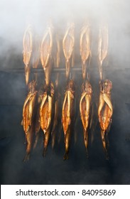 rainbow trouts in the smokehouse