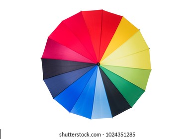 Rainbow Umbrella Isolated On White Background