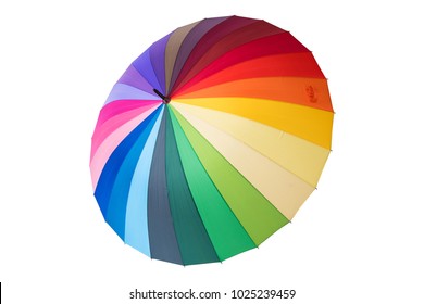 Rainbow Umbrella Isolated On White Background