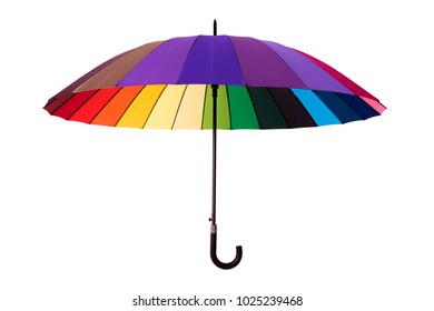 Rainbow Umbrella Isolated On White Background