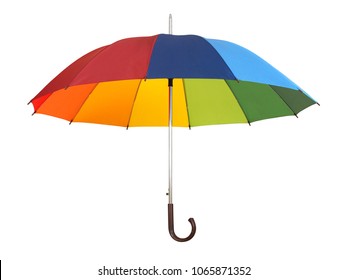 Rainbow Umbrella Isolated On White Background