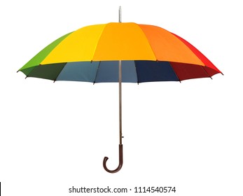 Rainbow Umbrella Isolated On White Background