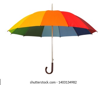 Rainbow Umbrella Isolated On White Background