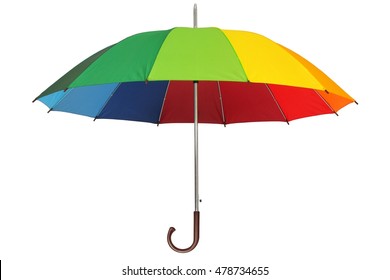 Rainbow umbrella isolated on white background - Shutterstock ID 478734655