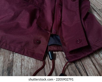 Raincoat Drawstring And Snap Button