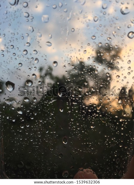 raindrops behind the glass\
window