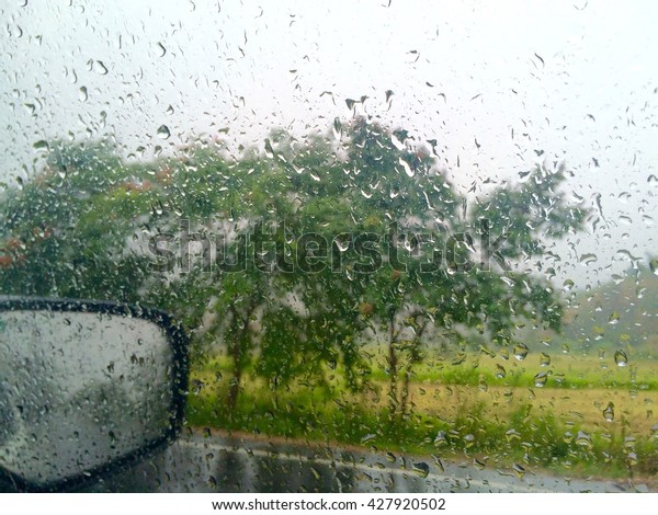 Raindrops from car\
window