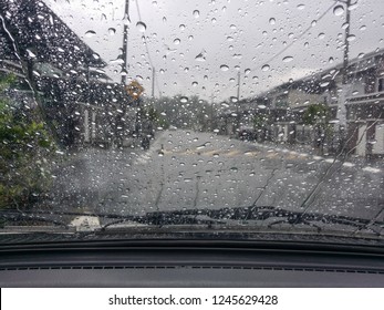raindrops in car windscreen