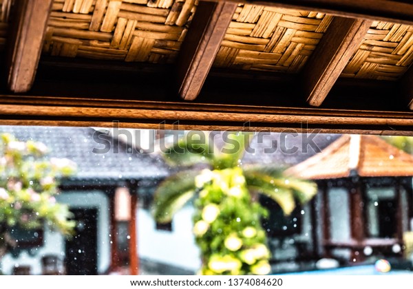 Raindrops Falling Down Roof Stock Photo Edit Now 1374084620