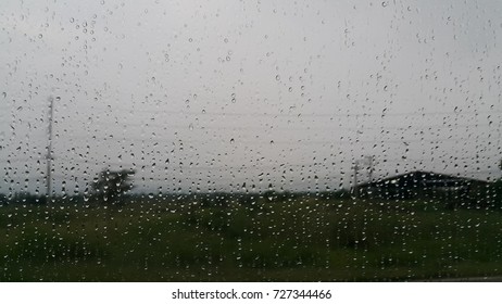 Raindrops on a window.