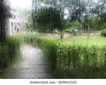 Raindrops the window  Nature tone