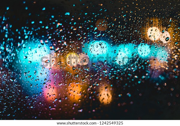 Raindrops on the Window in\
Night