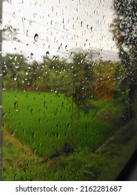 Raindrops Outside The Bus Window