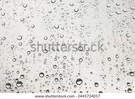 Raindrops running down the glass