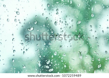 Raindrops at windowpane