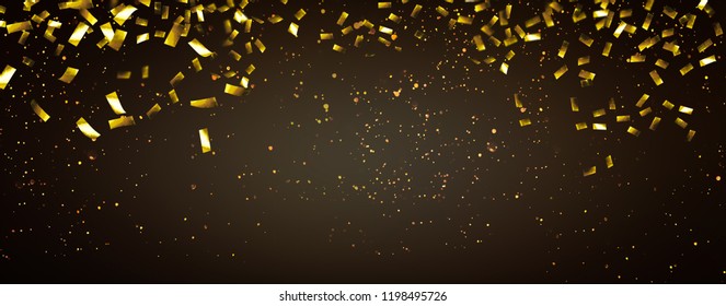 raining gold confetti isolated on black, party background concept with copy space for award ceremony, New Year's Eve and jubilee - Powered by Shutterstock