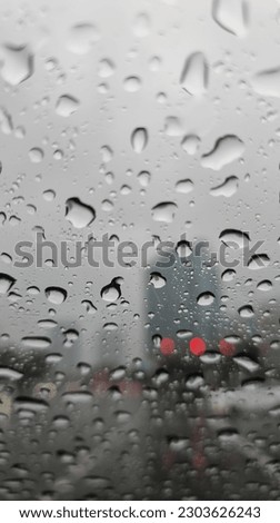 rainning day car window view