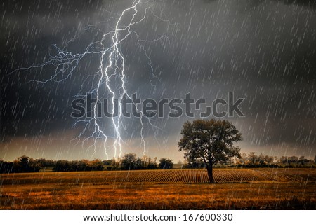 Rainstorm over beautiful landscape