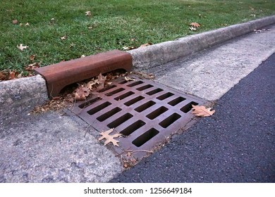 Rainwater Grate Along Street Curbing Harrisonburg Stock Photo ...