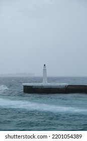 A Rainy Day At Malé Presidential Speedboat Jetty, Maldives. North Male Atoll, Male Island