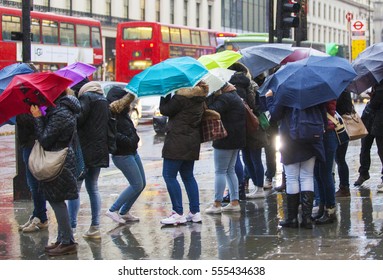 Rainy Day Umbrella Windy In London 