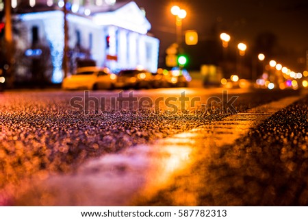 Similar – Image, Stock Photo Detached yellow road marking foil on gray asphalt in sunshine at a construction site in the city center of Wuppertal in the Bergisches Land region of Germany