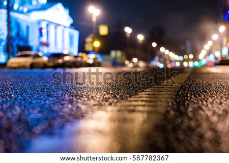 Similar – Image, Stock Photo Detached yellow road marking foil on gray asphalt in sunshine at a construction site in the city center of Wuppertal in the Bergisches Land region of Germany