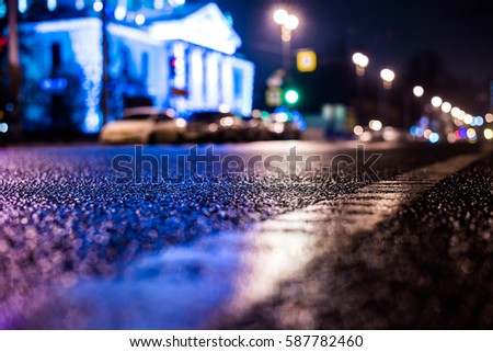 Similar – Image, Stock Photo Detached yellow road marking foil on gray asphalt in sunshine at a construction site in the city center of Wuppertal in the Bergisches Land region of Germany