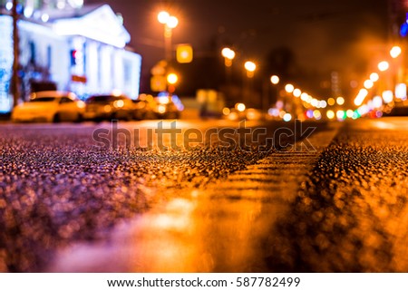 Similar – Image, Stock Photo Detached yellow road marking foil on gray asphalt in sunshine at a construction site in the city center of Wuppertal in the Bergisches Land region of Germany