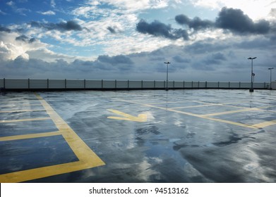 Rainy Rooftop Parking