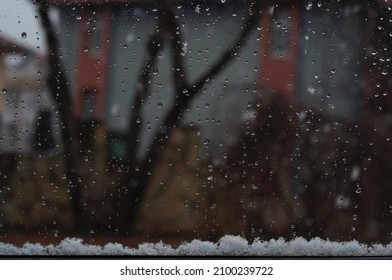 Rainy And Snowy Window Background