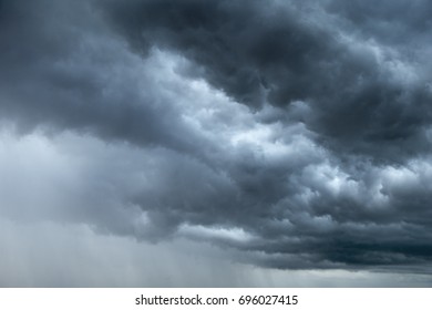 Rainy And Stormy In Dark Clouds Shadow Make Sky In Black. The Rain Is Coming Soon. Pattern Of The Clouds Can Not Predict This Is Tornado, Hurricane Or Thunderstorm. Sometimes Heavy Clouds But No Rain