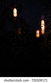 Rainy window lights.