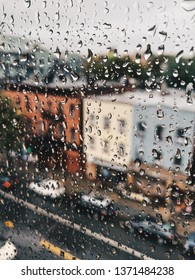 Rainy Window View On The Street