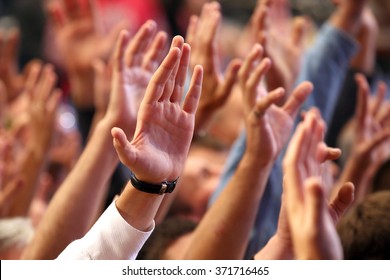 raised up a human hands at the event - Shutterstock ID 371716465